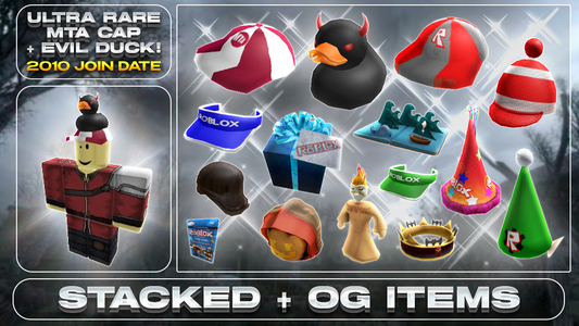 ROBLOX 2010 Account | 26+ Offsales/Limiteds | MTA Baseball Cap + Evil Duck + ROBLOX Elf | 350+ Robux SPENT | Rare Items | Stacked