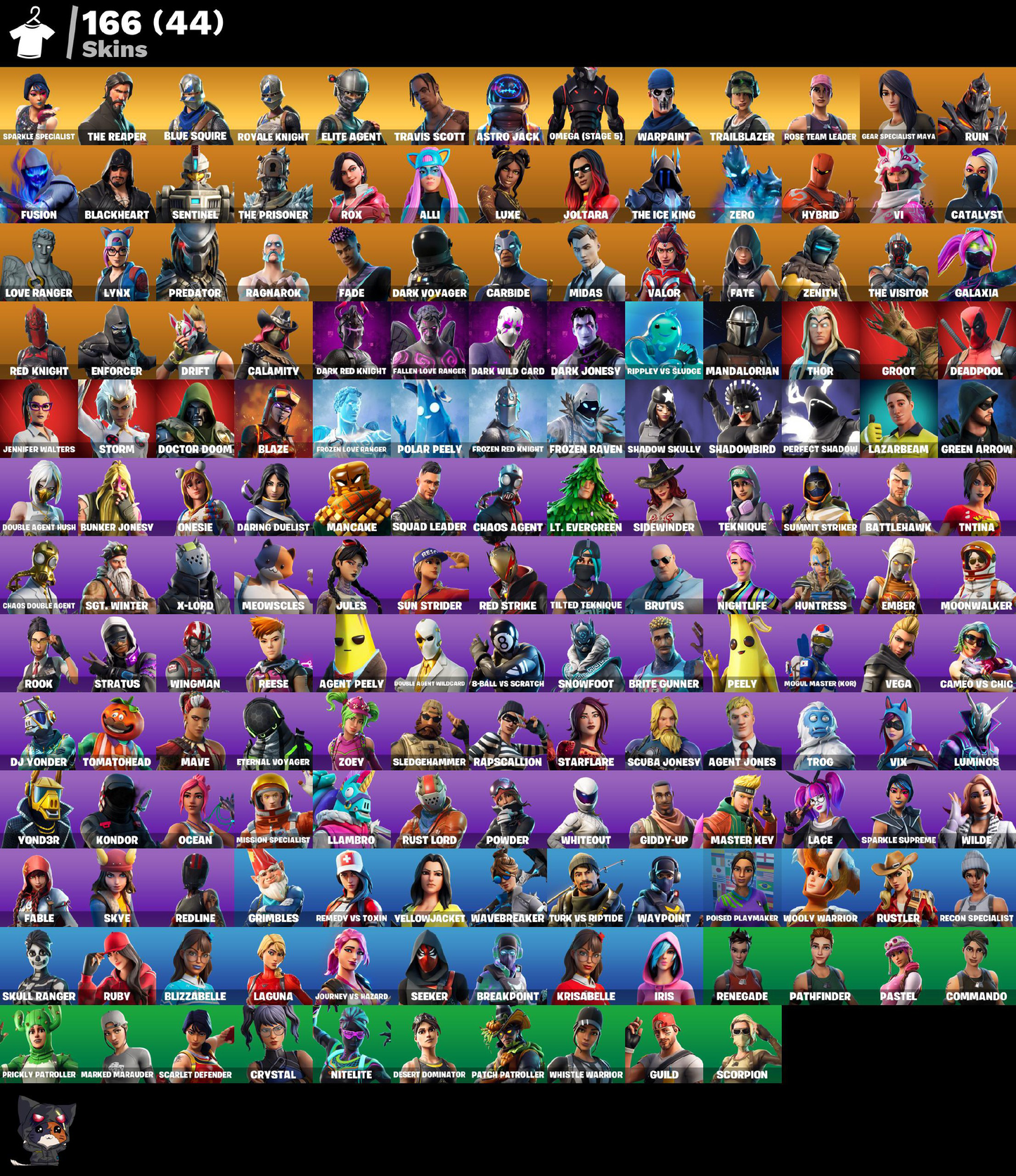 [PC/XBOX/PSN] 166 Skins | Sparkle Specialist | The Reaper | Blue Squire | Royale Knight | Travis Scott | Astro Jack | Merry Mint Axe | Floss | Mako