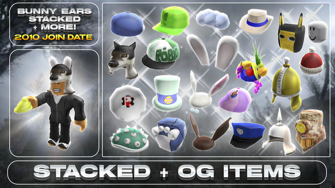 ROBLOX 2010 Account | 99+ Offsales/Limiteds | Bunny Ears + Roll Head + Police Cap + More | 6,000+ Robux SPENT | Rare Items | Stacked