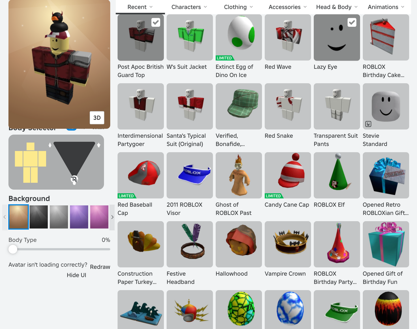 ROBLOX 2010 Account | 26+ Offsales/Limiteds | MTA Baseball Cap + Evil Duck + ROBLOX Elf | 350+ Robux SPENT | Rare Items | Stacked