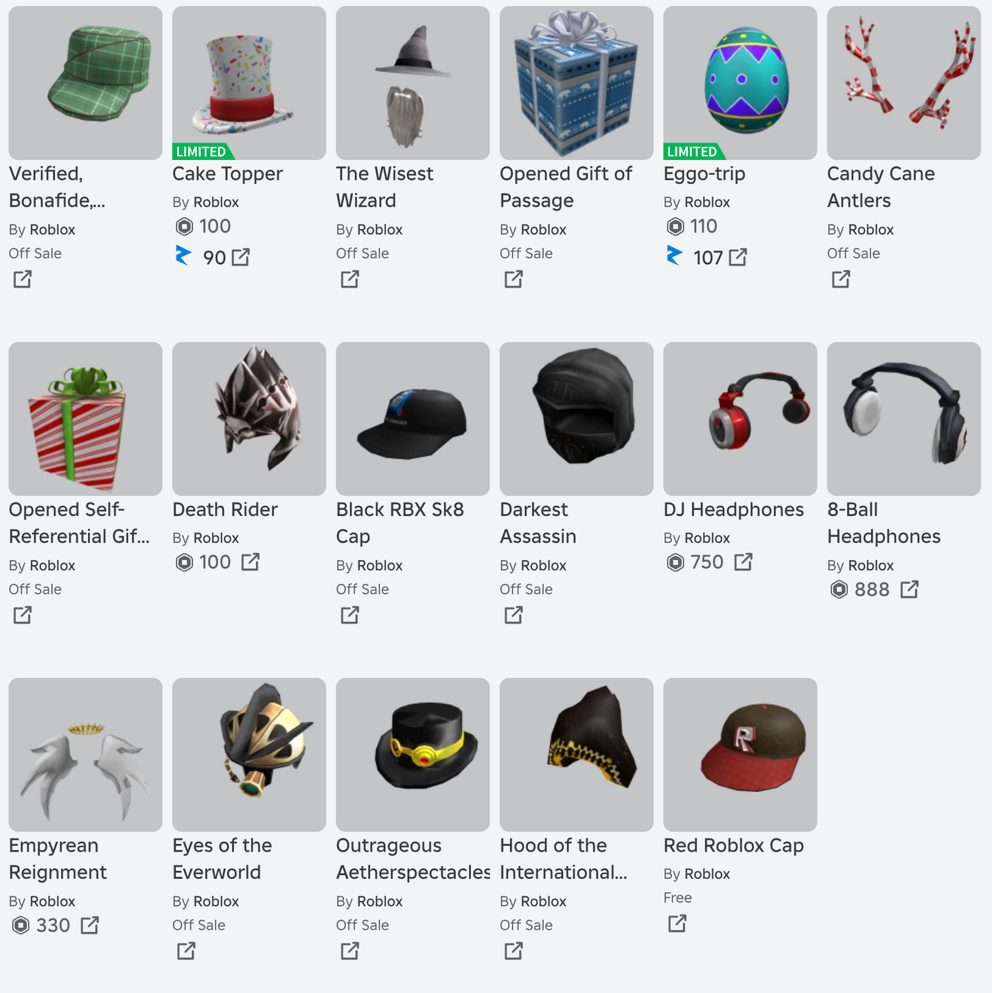 Roblox 2012 Account | Candy Cane Antlers Guaranteed | With Other Offsale Items | OG 2012 Join Date | No Robux Included