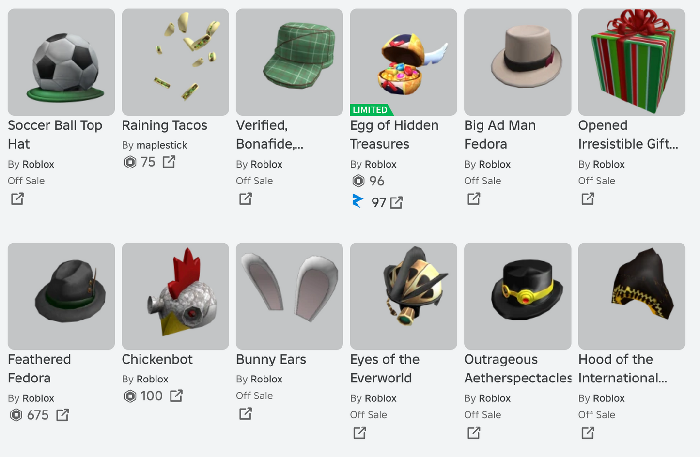 ROBLOX 2011 Account | 14+ Offsales/Limiteds | Bunny Ears + Sly Cat Face + Raining Tacos | 1,000+ Robux SPENT | Rare Items | Stacked