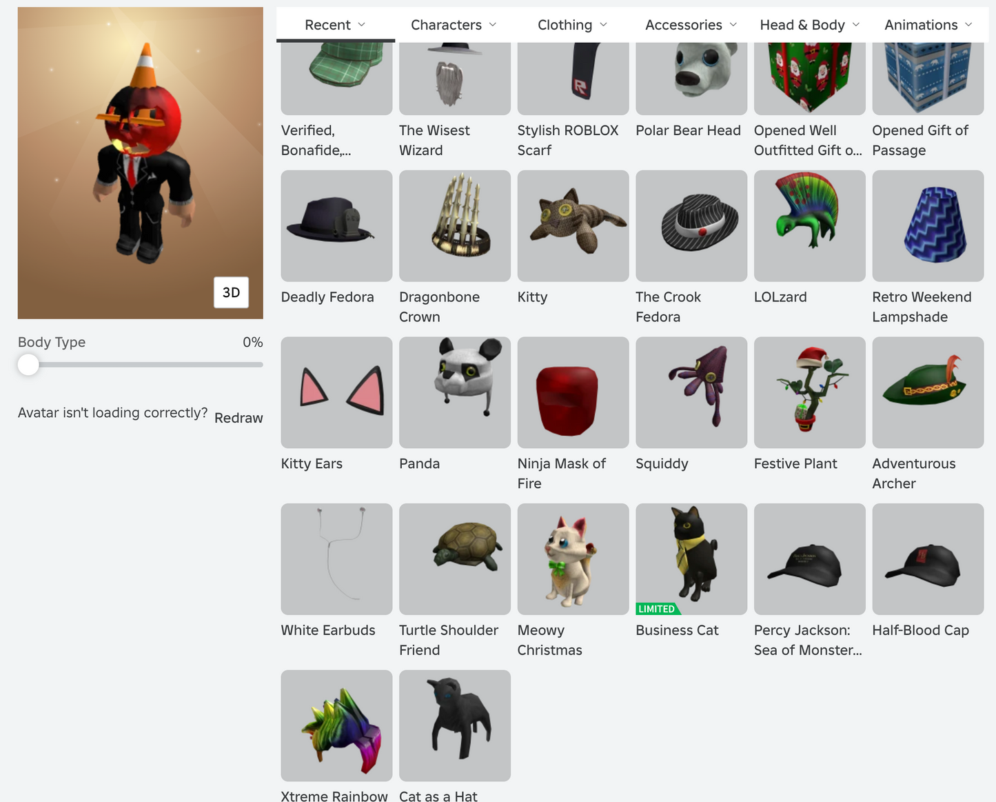 ROBLOX 2010 Account | 76+ Offsales/Limiteds  Classic Pumpkin + Cool Thing Head + More! | 5,500+ Robux SPENT | Rare Items | Stacked