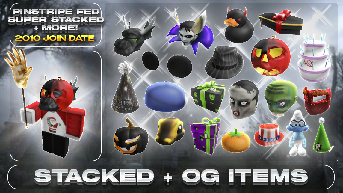 ROBLOX 2010 Account | 137+ Offsales/Limiteds | Classic Pumpkin + Pinstripe Fedora + More! | 20,000+ Robux SPENT | Rare Items | Stacked